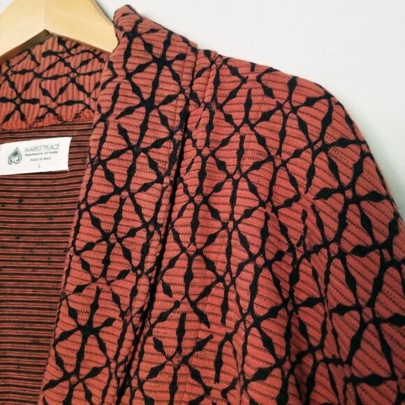 Marketplace Handwork of India Shawl Collar Cardigan Jacket Coat Coatigan L Boho - Picture 13 of 15